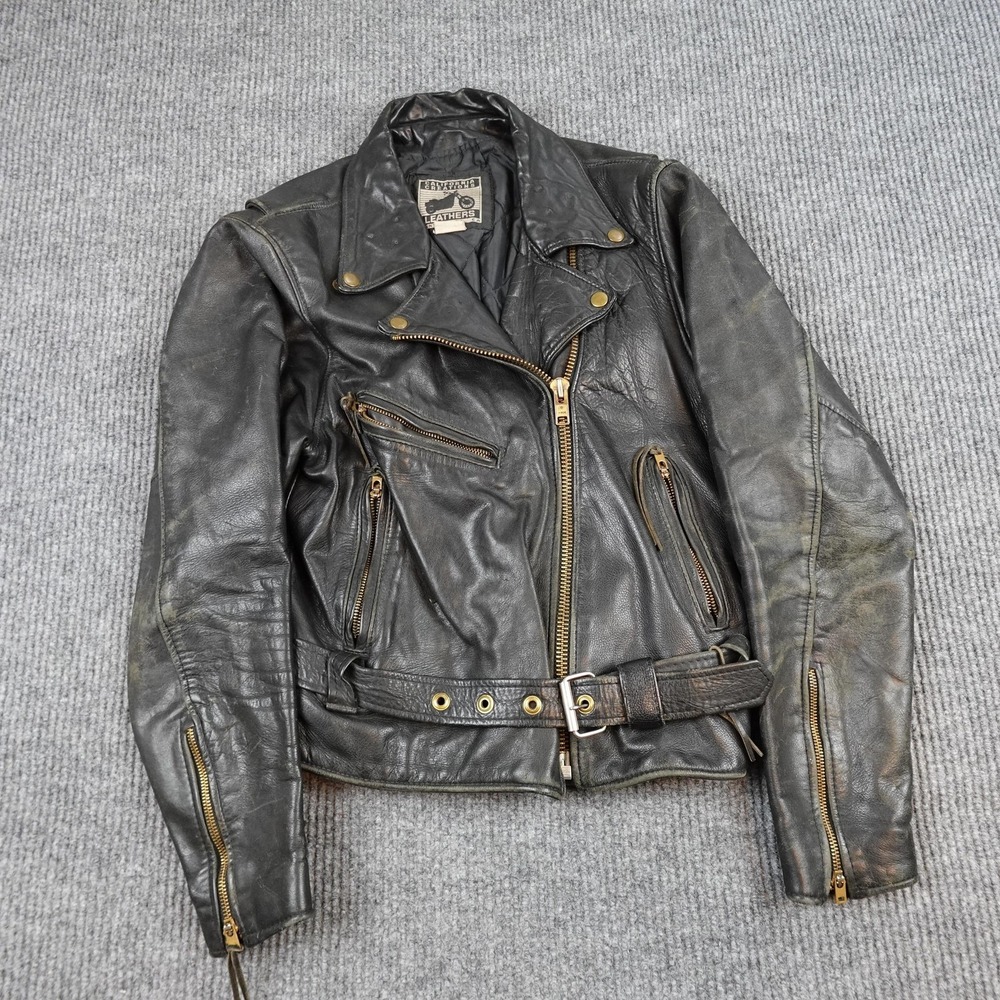 Vintage California Creations Leather Moto Jacket Mens Medium Black Motorcycle